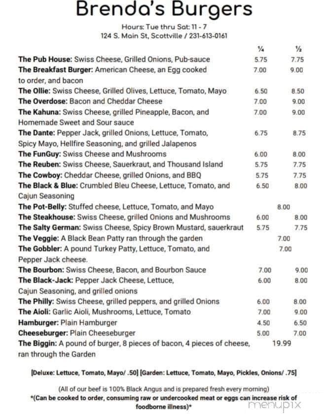 Brenda's Burgers - Scottville, MI menu_pic