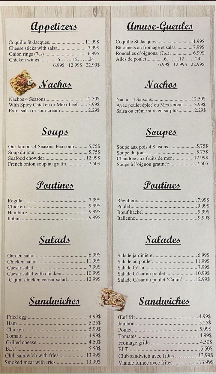 Osprey 4 Saisons - Eel River Bar, NB menu_pic