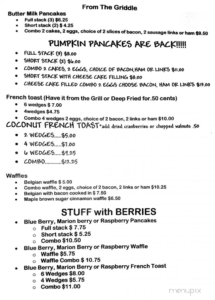Screamin Chicken Diner - Gaston, OR menu_pic