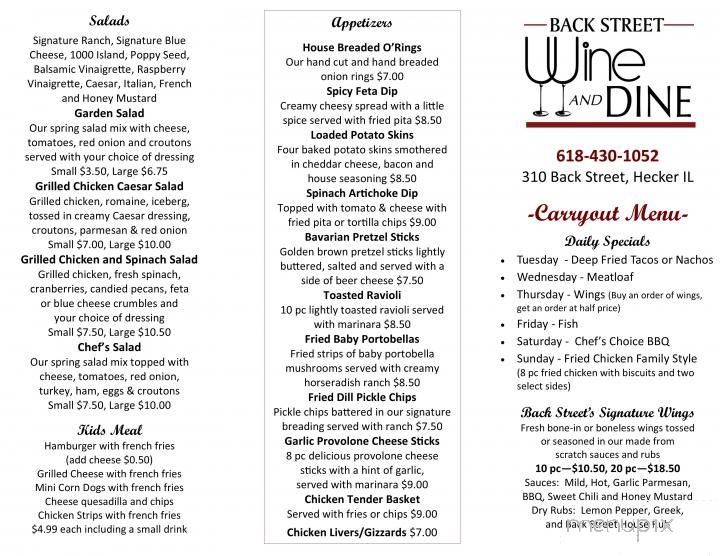 BackStreet Wine And Dine - Hecker, IL menu_pic