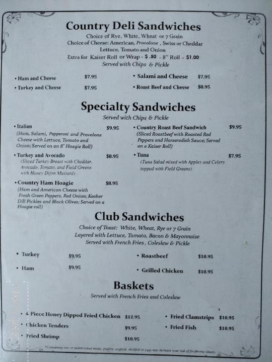 Tom's Country Kitchen - Mountainhome, PA menu_pic