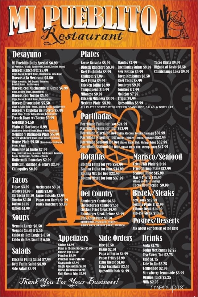 Mi Pueblito Restaurant - Raymondville, TX menu_pic