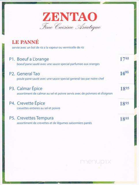 Restaurant Zentao - Joliette, QC menu_pic