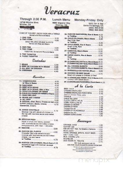 Veracruz Restaurant - Santa Fe Springs, CA menu_pic