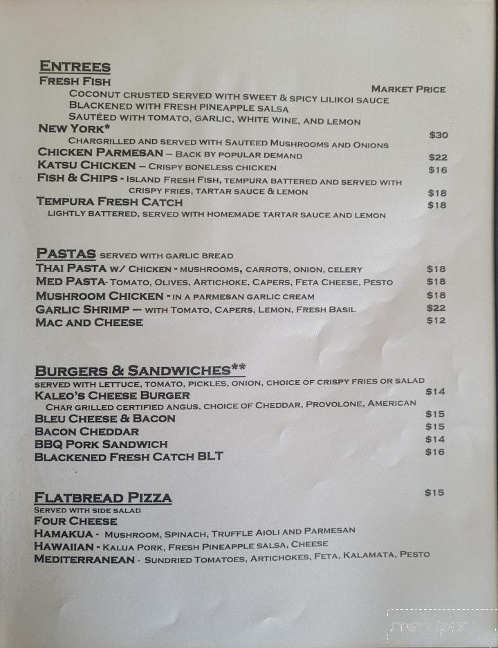 Kaleo's Bar and Grill - Keaau, HI menu_pic