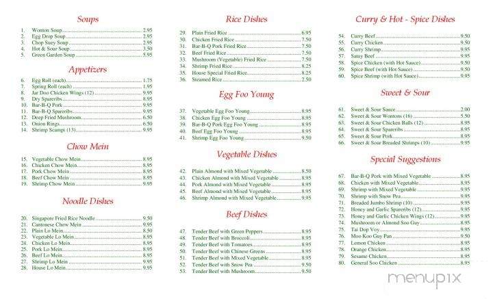 Green Garden Restaurant - Ayr, ON menu_pic