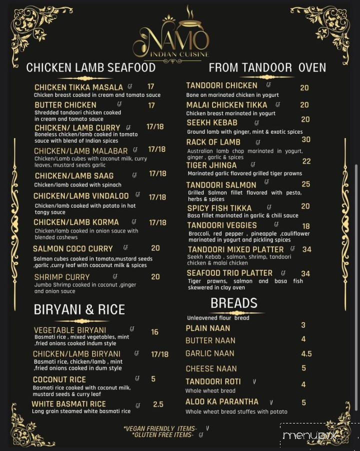 Namo Indian Cuisine - Concord, CA menu_pic