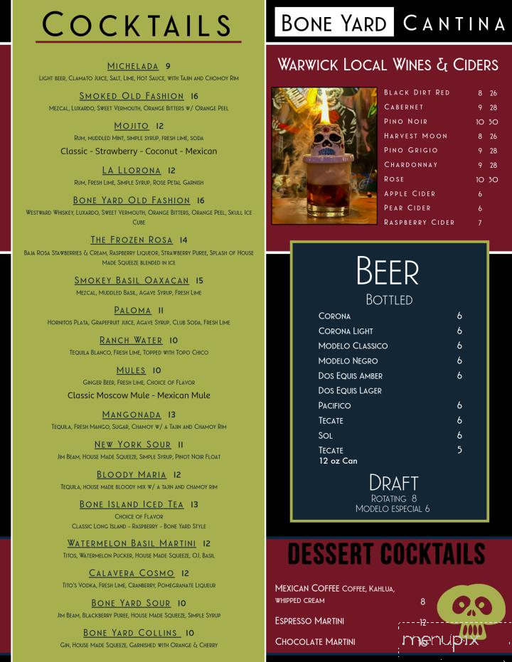 Bone Yard Cantina - Warwick, NY menu_pic