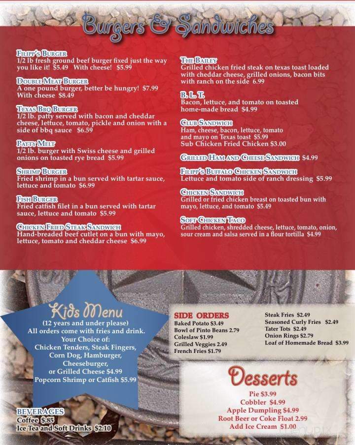 Filipp's Cafe - Danbury, TX menu_pic