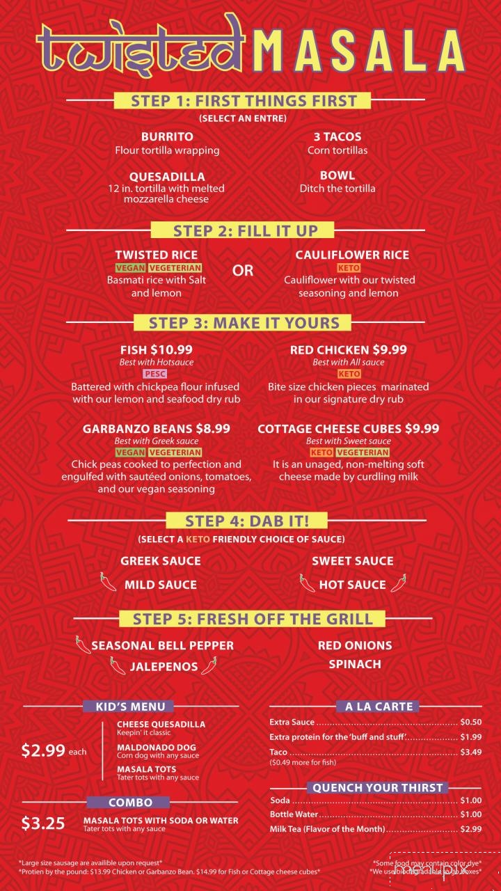 Twisted Masala - Fresno, CA menu_pic