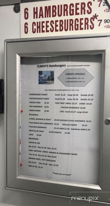 Elmer's Hamburgers - Detroit, MI menu_pic