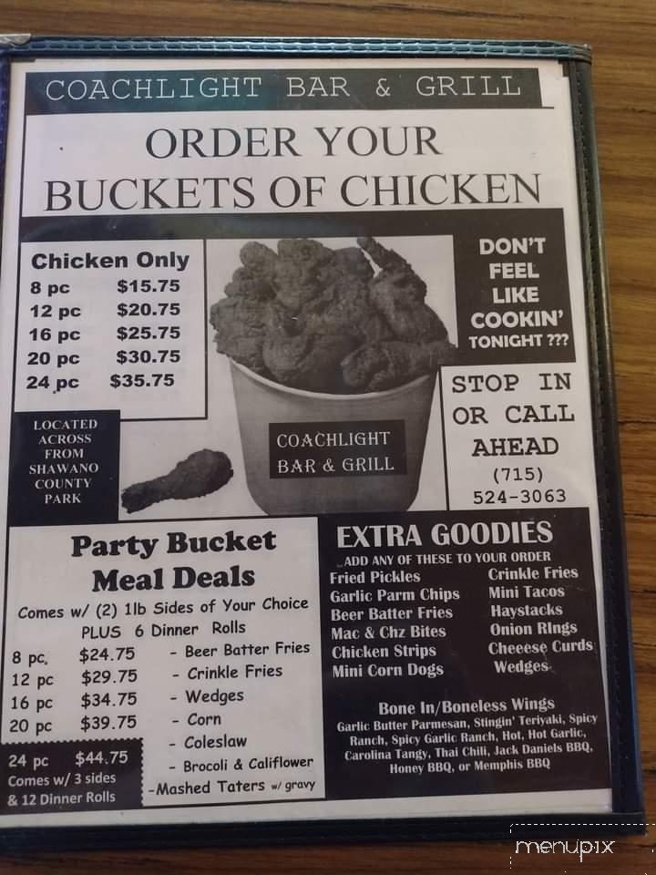 Coachlight Bar & Grill - Shawano, WI menu_pic