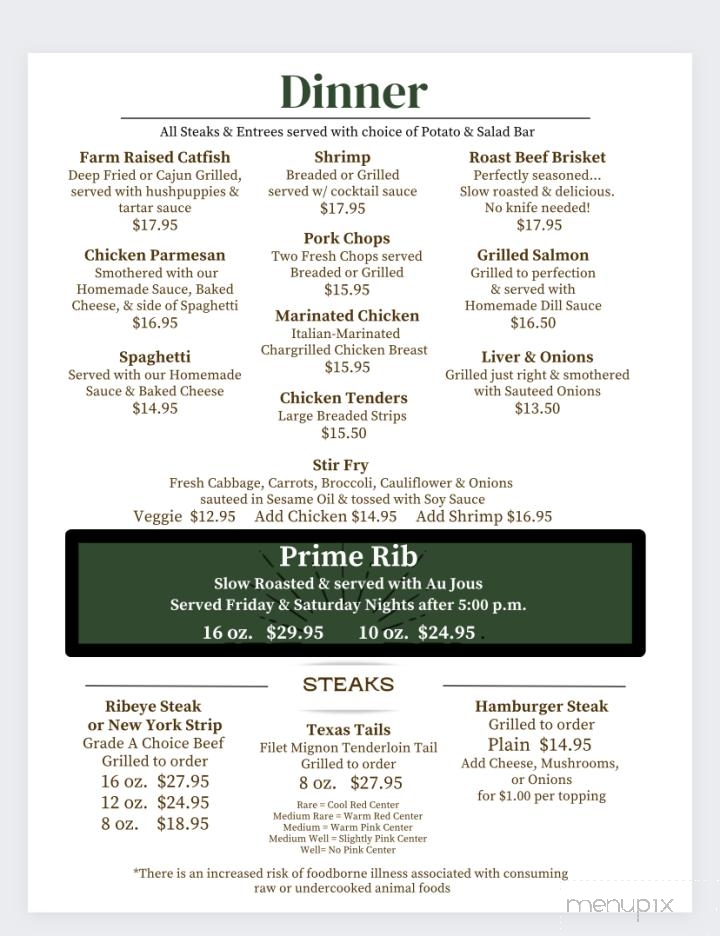 Southernaire Motel-Restaurant - Stewart, TN menu_pic