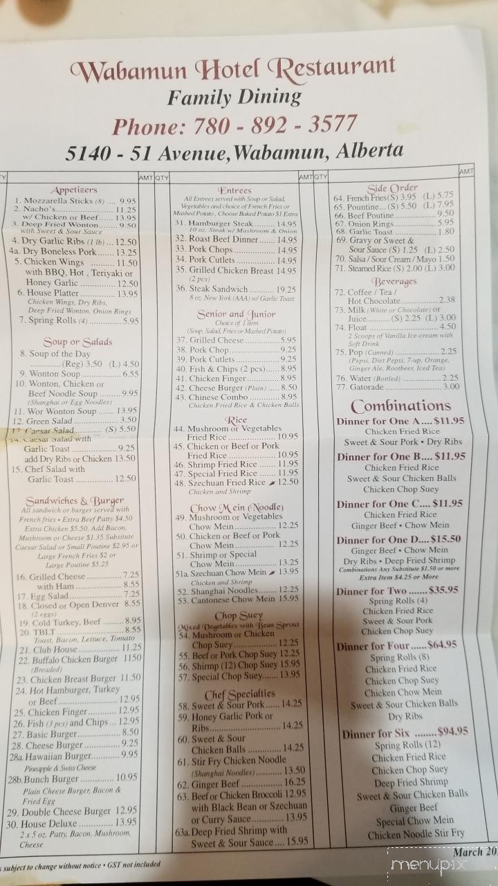 Wild Rose Cafe - Wabamun, AB menu_pic