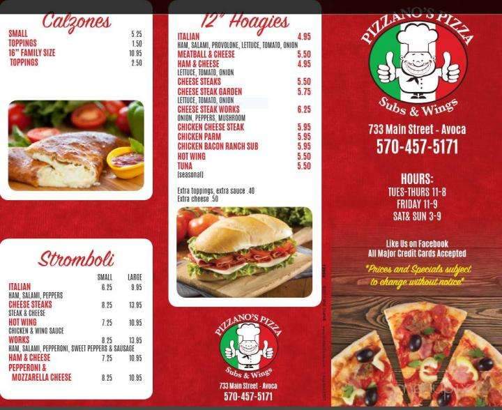 Pizzanos Pizza & Subs - Avoca, PA menu_pic