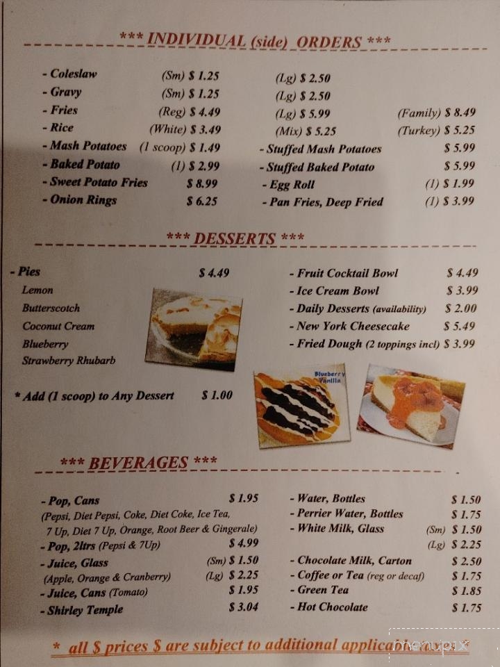 Paysan Restaurants - Saint Antoine-De-Kent, NB menu_pic