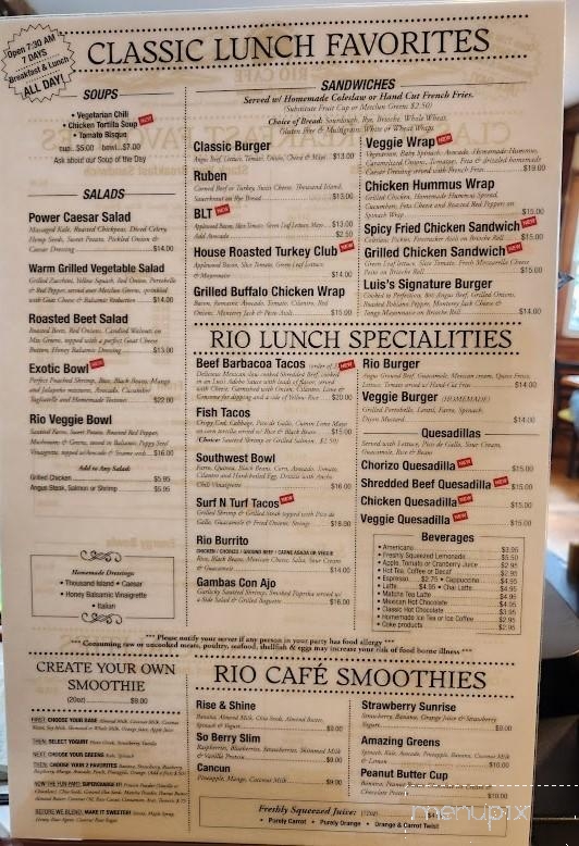 Rio Cafe - Great Barrington, MA menu_pic