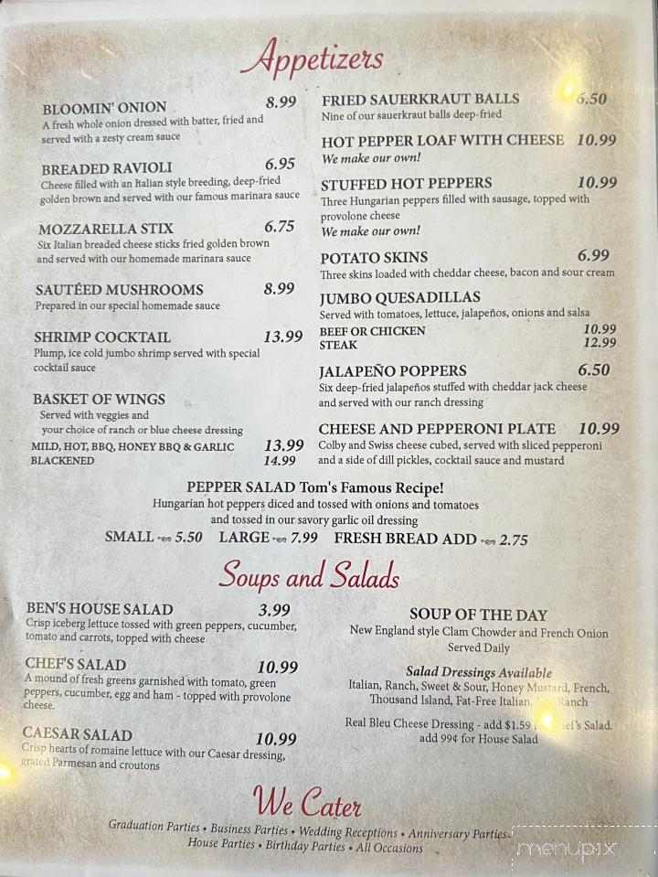 Ben's Restaurant & Bar - Berlin Center, OH menu_pic