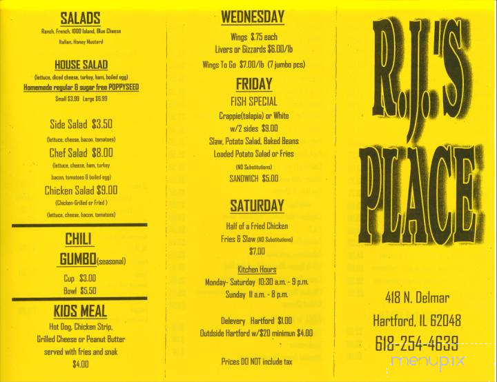 R J's Place - Hartford, IL menu_pic