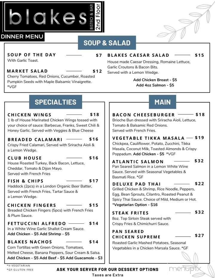 Blakes Bistro - London, ON menu_pic