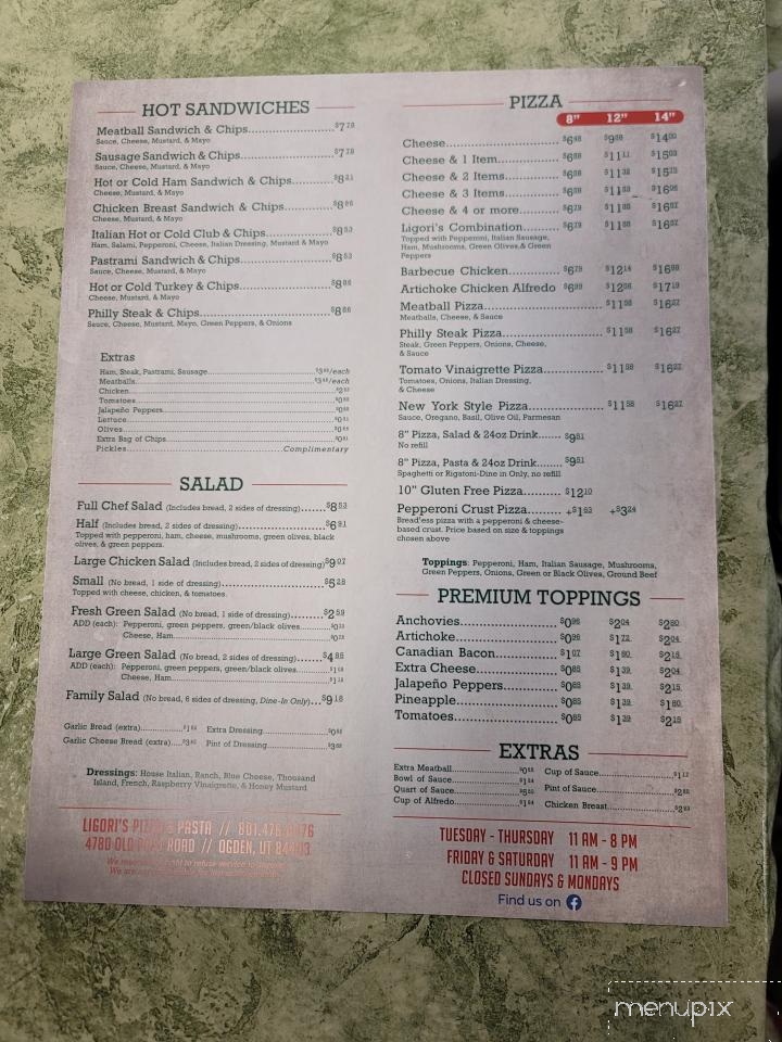 Ligori's Pizza & Pasta - Ogden, UT menu_pic