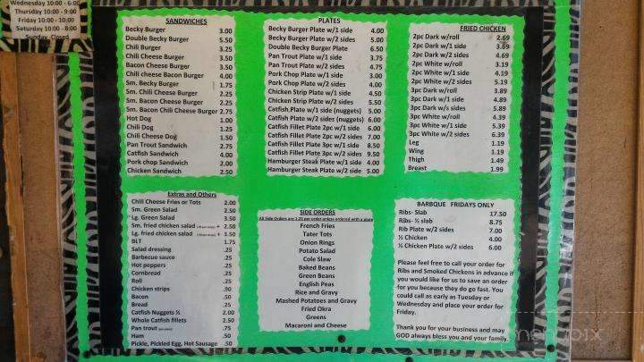 Becky's Burgers - Magee, MS menu_pic