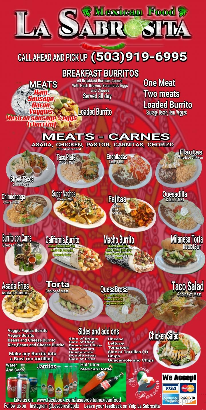 La Sabrosita - Portland, OR menu_pic