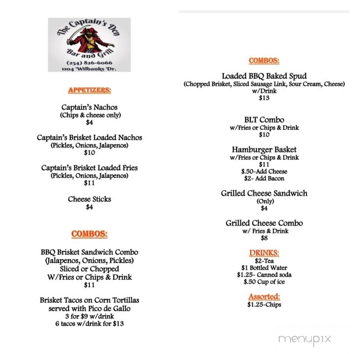The Captain's Den - Waco, TX menu_pic