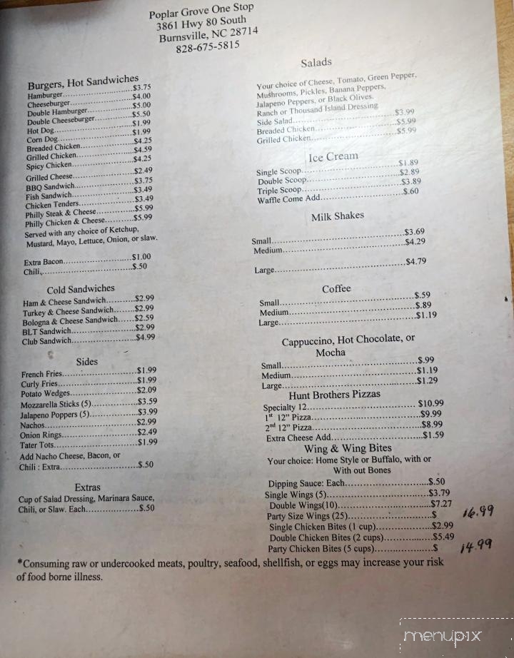 Poplar Grove Mini Mart - Burnsville, NC menu_pic