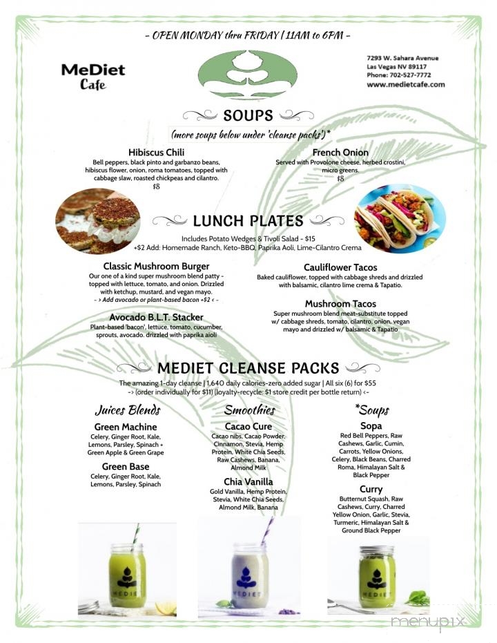 Mediet Vegetarian Vegas Cafe - Las Vegas, NV menu_pic