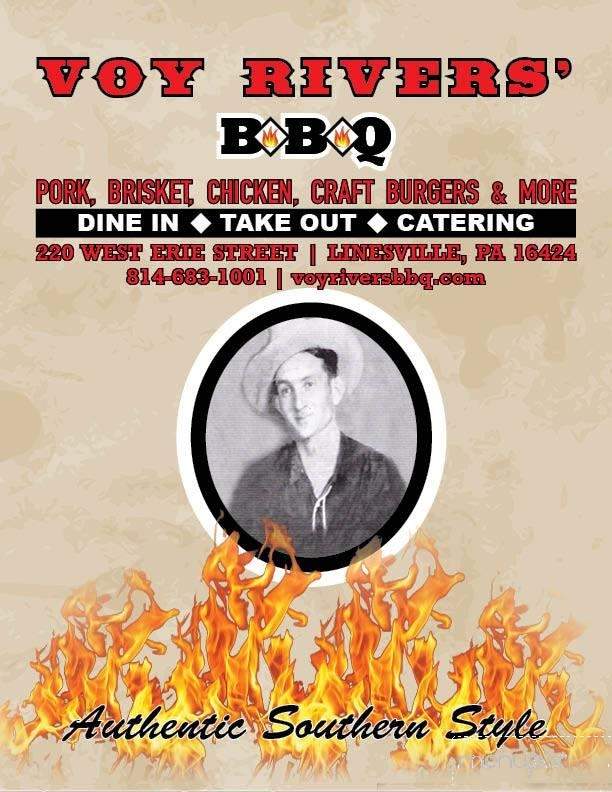 Voy Rivers' BBQ and Catering - Linesville, PA menu_pic
