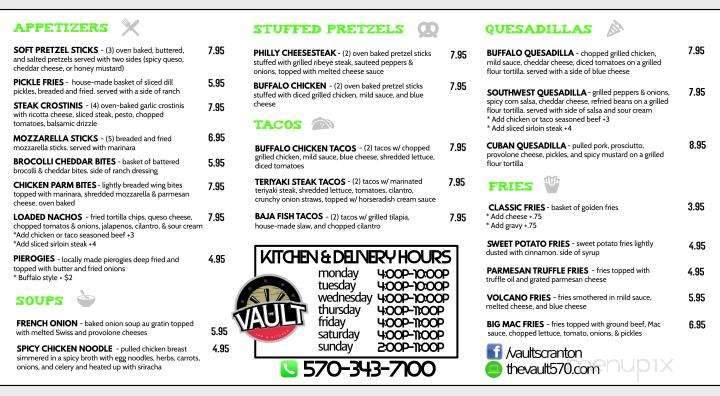Vault Tap & Kitchen - Scranton, PA menu_pic