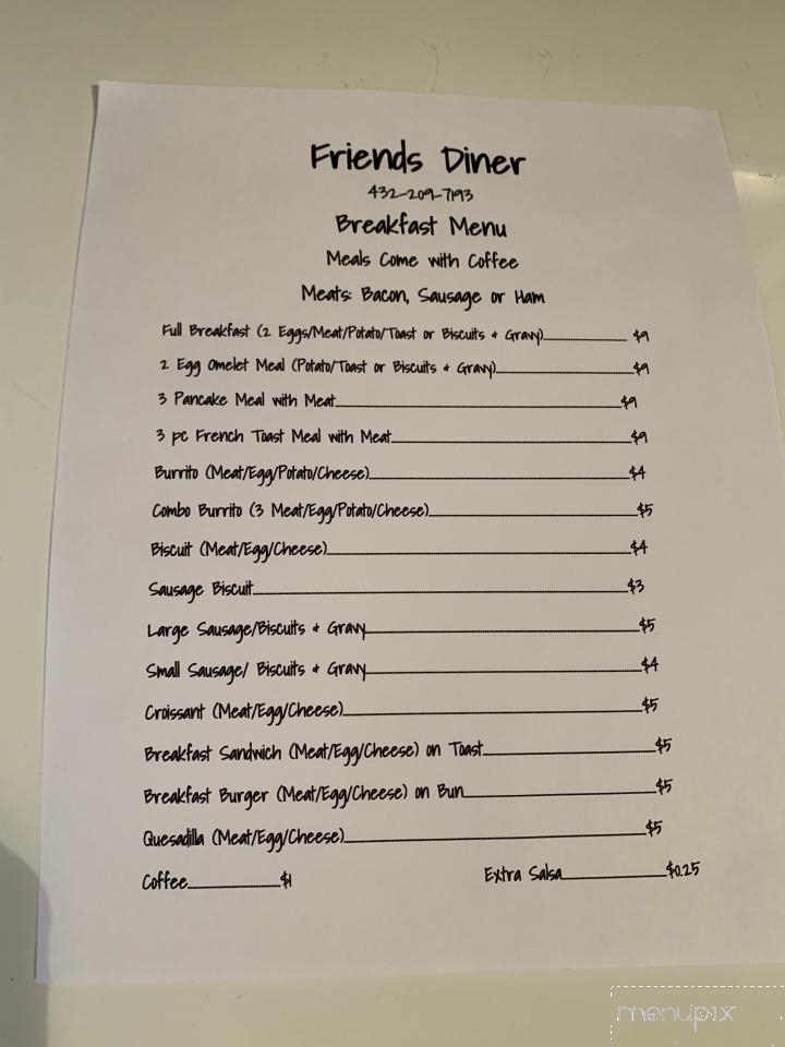 Friends Diner - Seminole, TX menu_pic