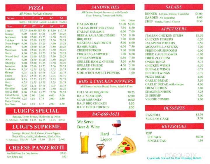 Luigis Pizza - Huntley, IL menu_pic