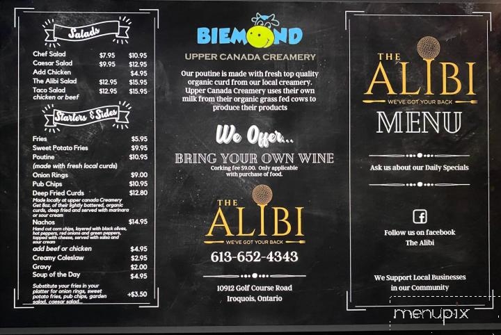 The Alibi - Iroquois, ON menu_pic
