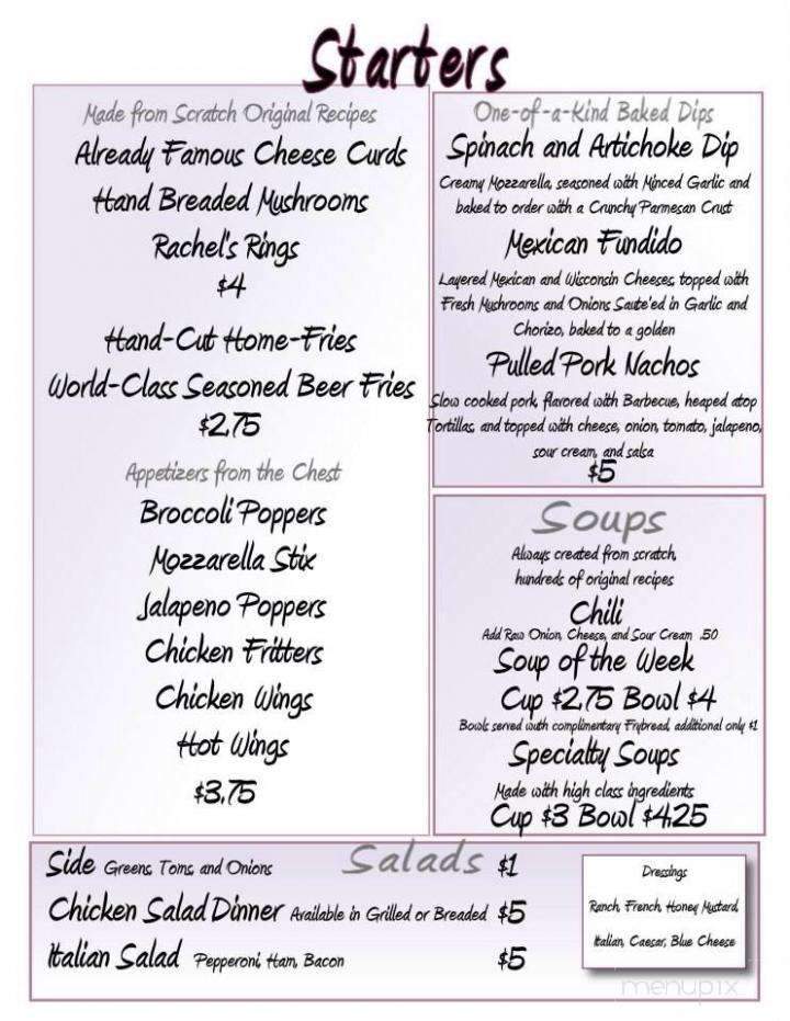 Rachel's Roadside Bar and Grill - Wittenberg, WI menu_pic