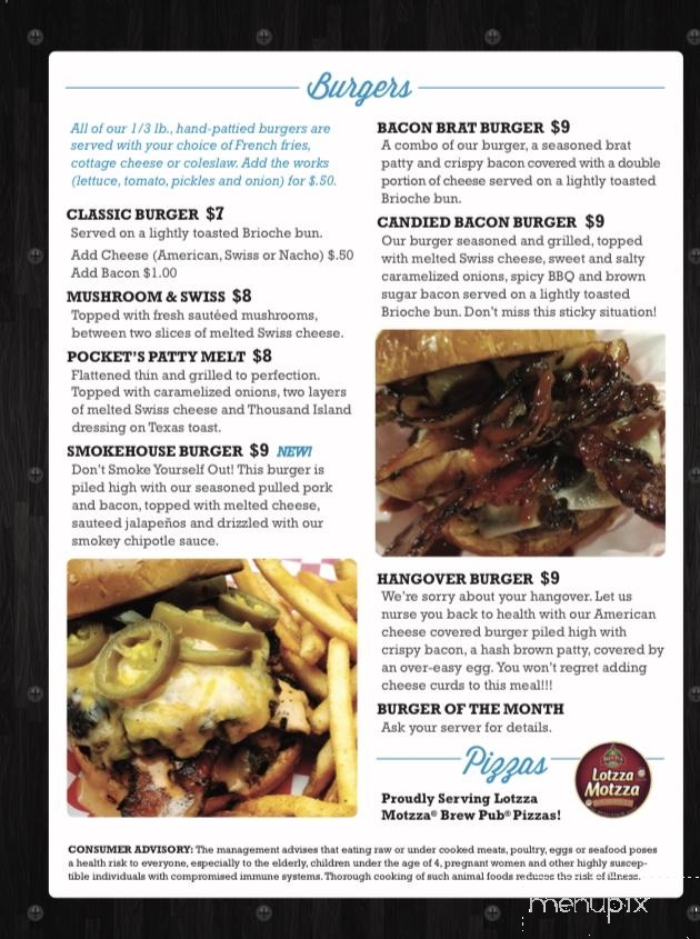 Mt Pockets Bar and Grill - Appleton, WI menu_pic