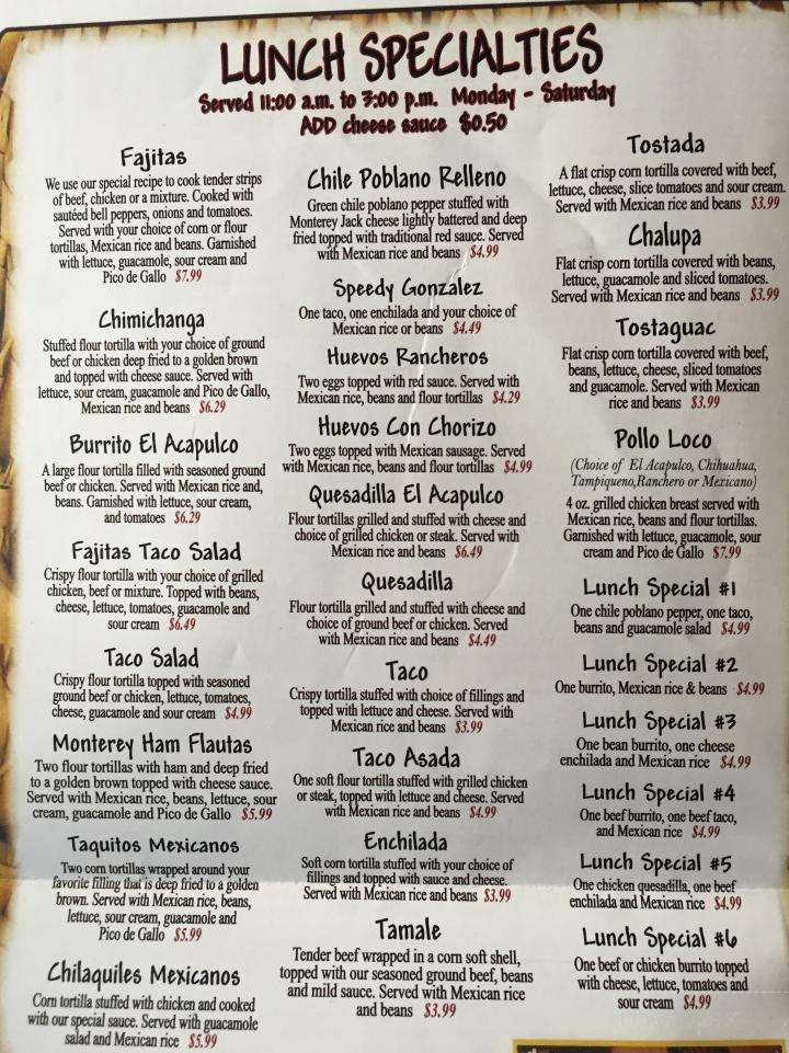 El Acapulco - Conway, AR menu_pic