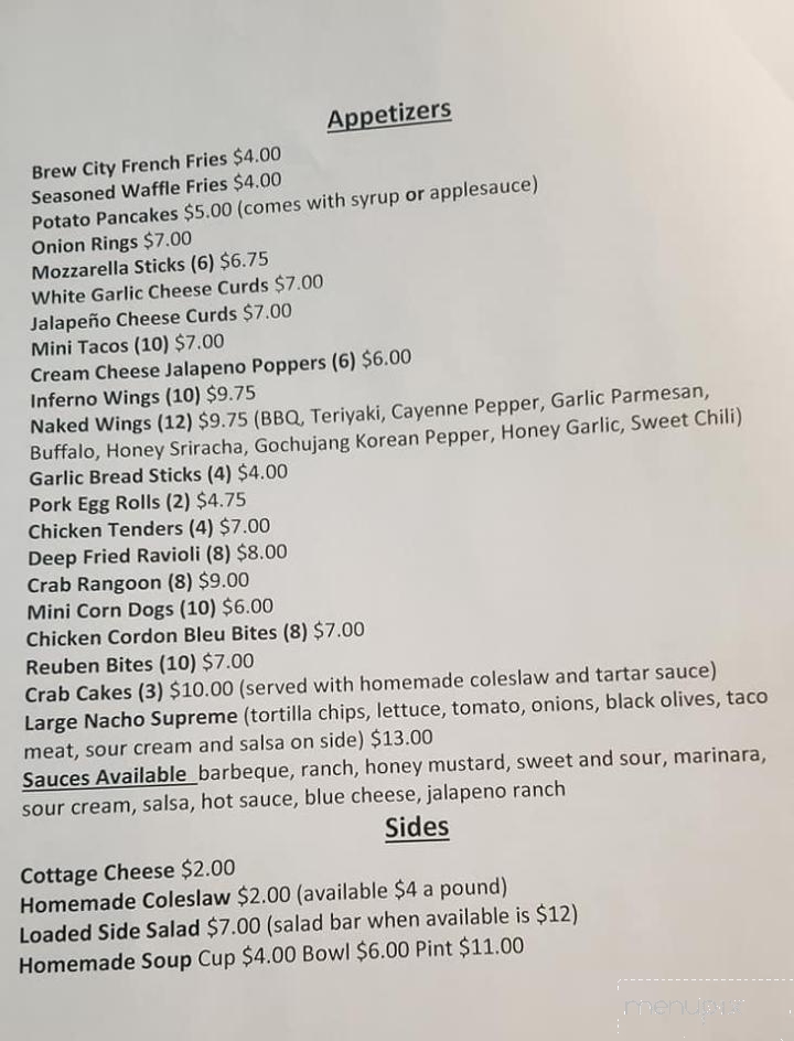 Side Street Station - Mishicot, WI menu_pic