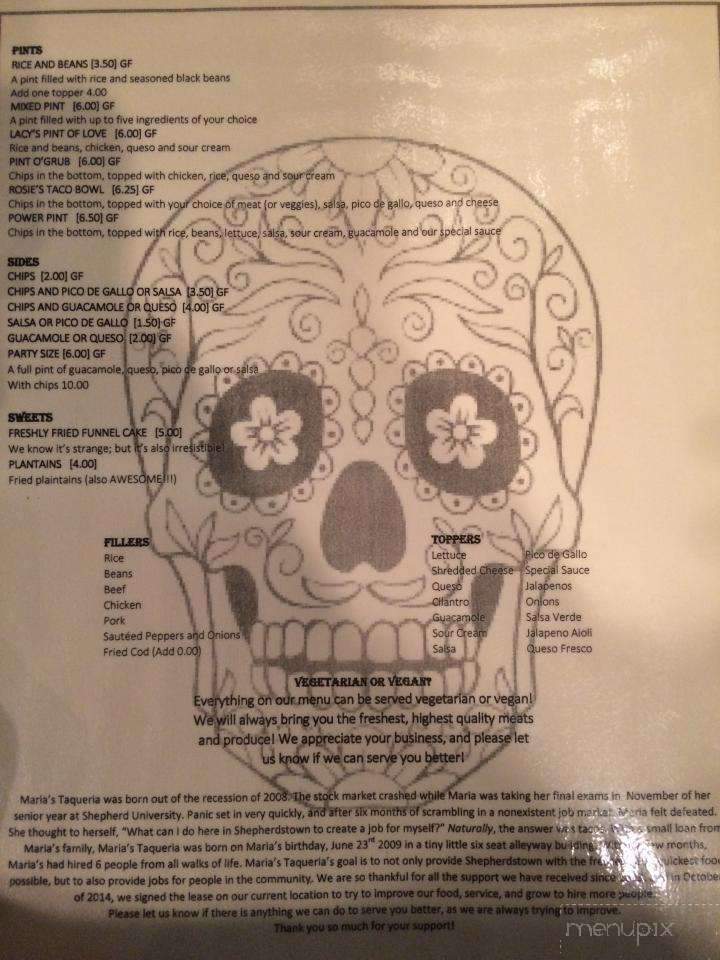 Maria's Taqueria - Shepherdstown, WV menu_pic