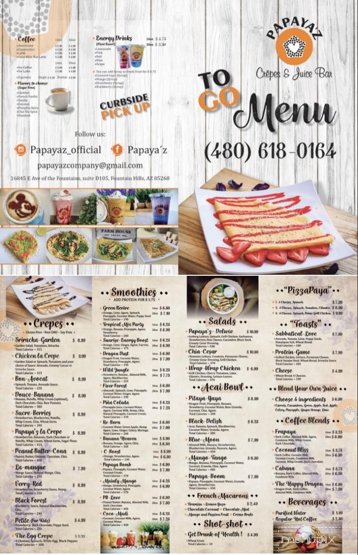 Papaya'z - Fountain Hills, AZ menu_pic