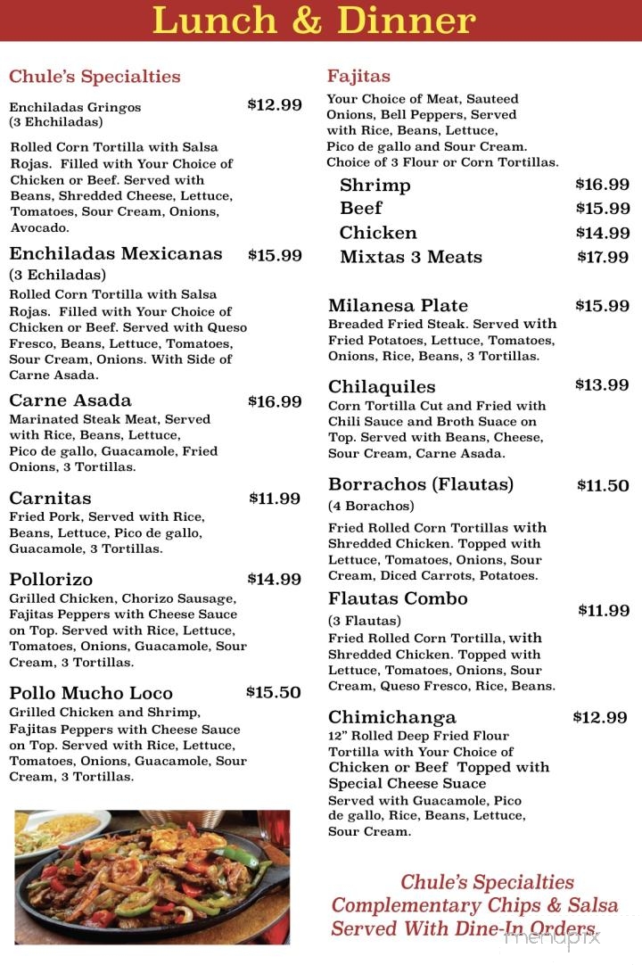 Tacos La Chule Restaurant & Bar - Rockford, MN menu_pic