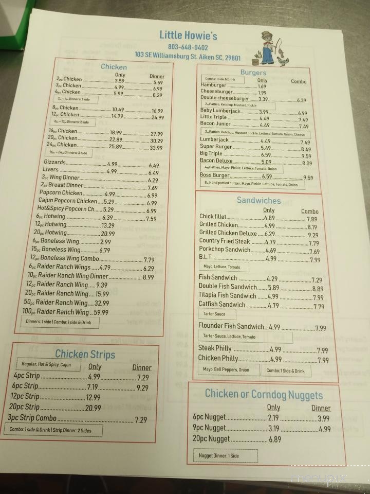 Little Howies - Aiken, SC menu_pic