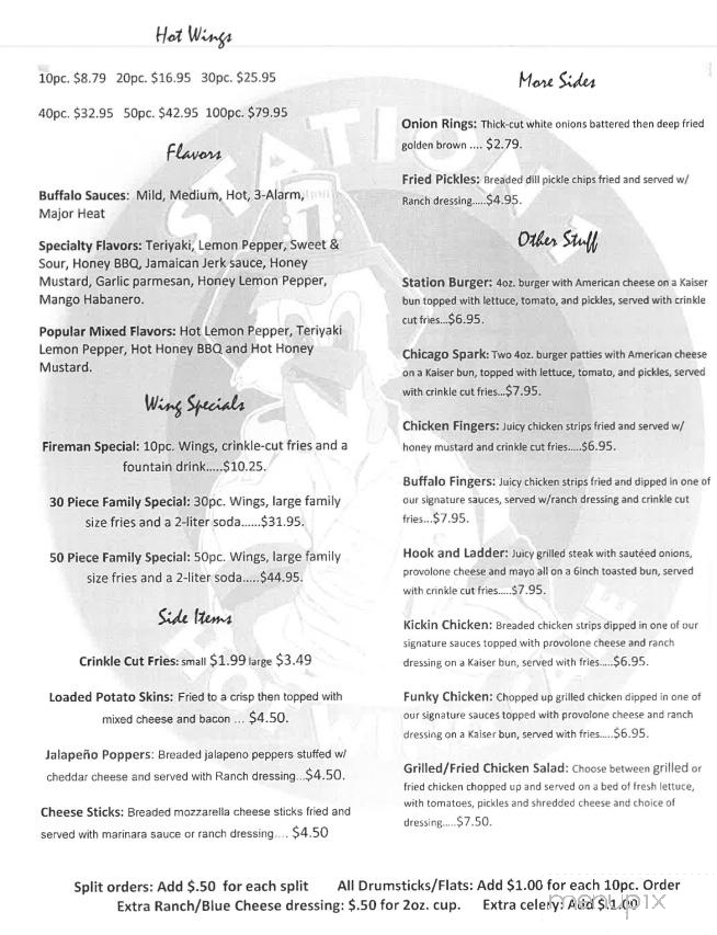 Station One Hot Wing Cafe - Villa Rica, GA menu_pic
