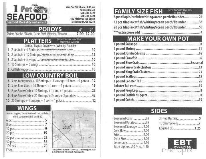 1 Pot Seafood - McDonough, GA menu_pic