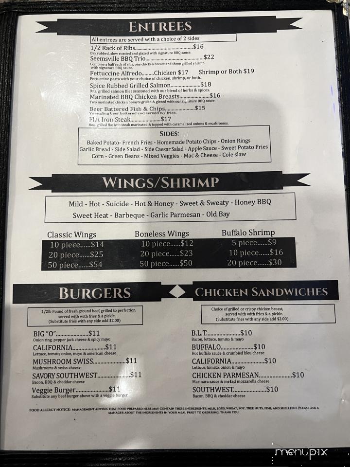Seemsville Hotel - Northampton, PA menu_pic