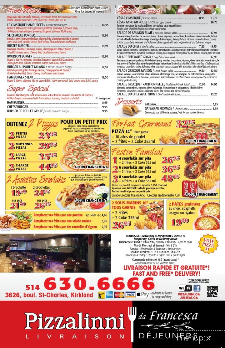 Pizzalinni - Kirkland, QC menu_pic