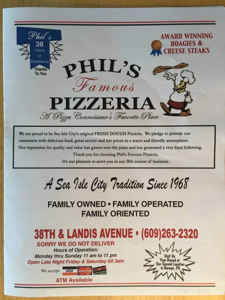 Phil' s Pizzeria - Sea Isle City, NJ menu_pic
