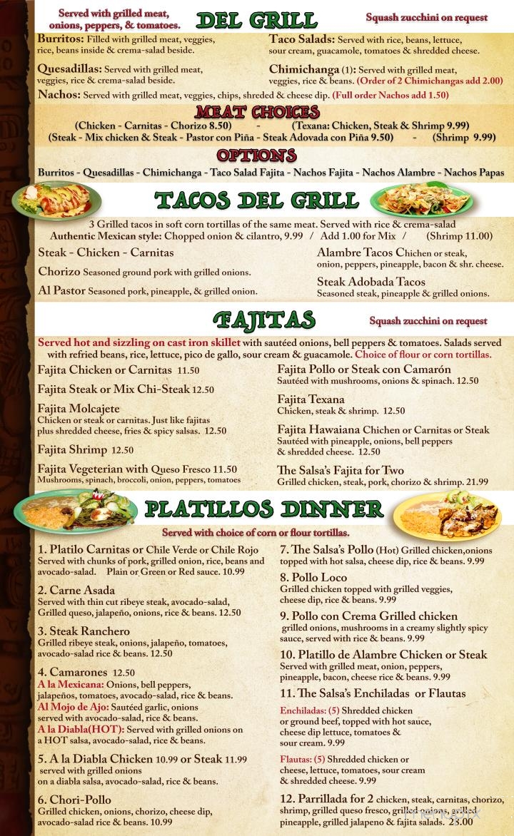 The Salsas Restaurant - Greeneville, TN menu_pic