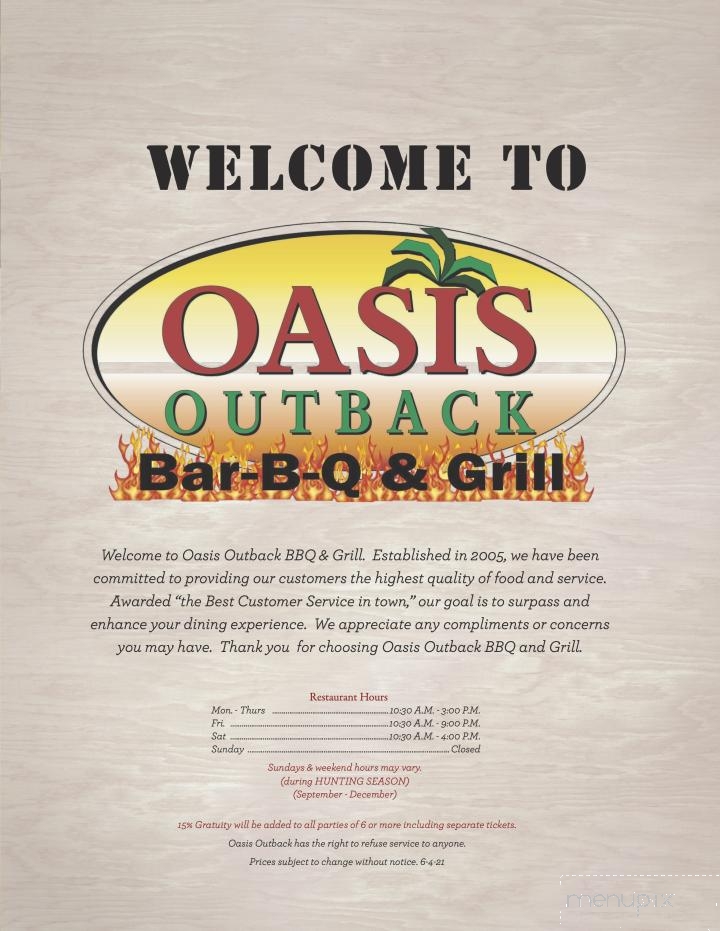 Oasis Outback Bar B Que and Grill - Uvalde, TX